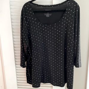 New without tag-Torrid 3/4 length sleeve black top with silver stars